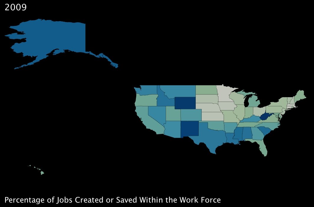 Percentage of Jobs Created or Saved with the Obama Stimulus Package, by State