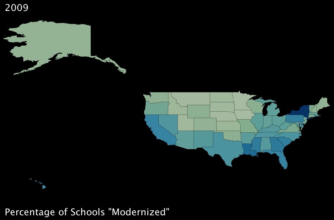 Percentage of Schools that will Undergo Modernization, by State
