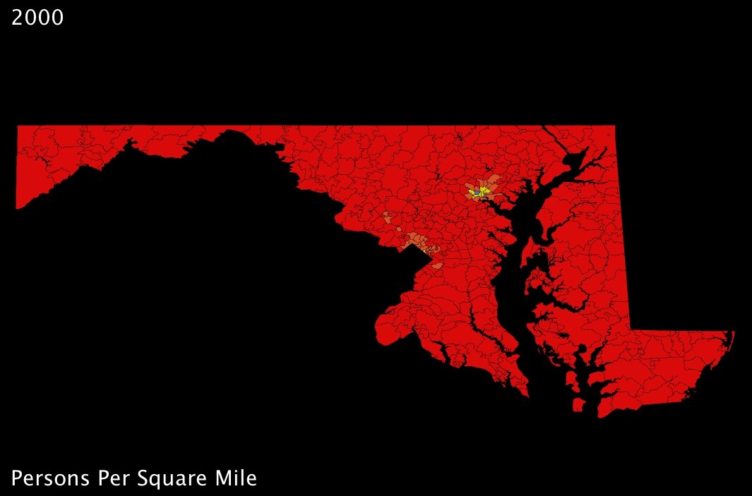 maryland zip codes population density 1