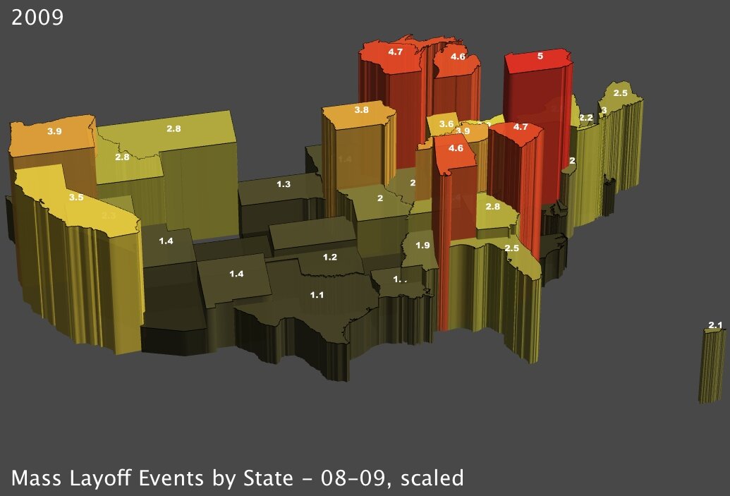 Mass Layoff Events by State in January 2009